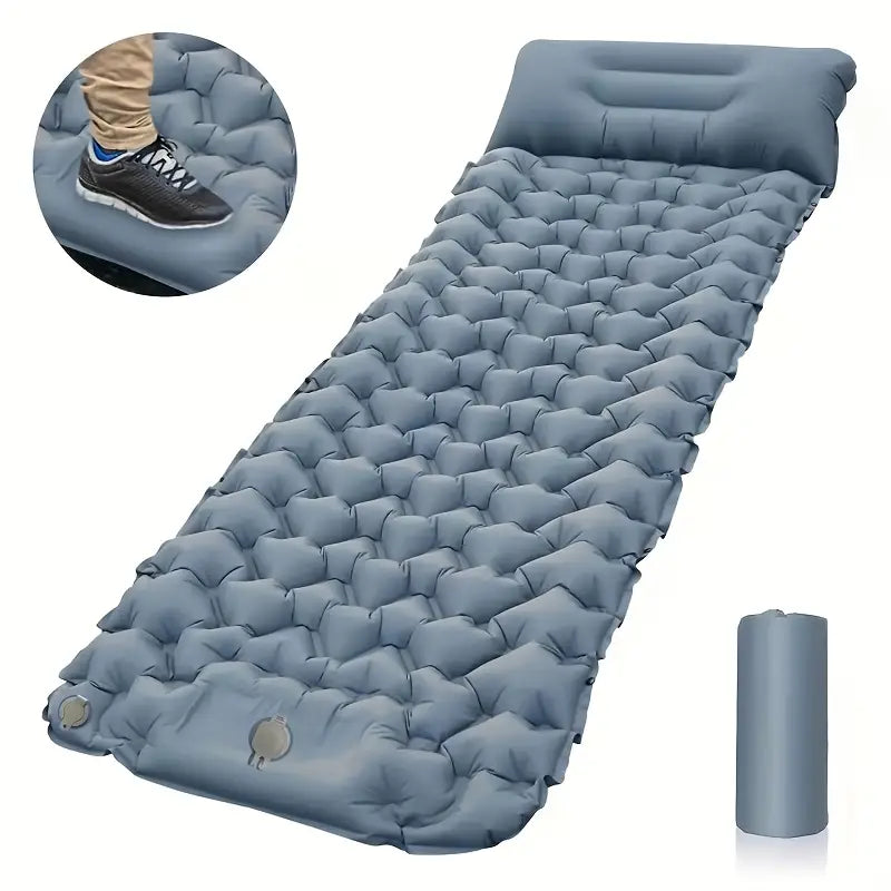 Matelas de camping gonflable ultra léger – Tapis de sol portable avec oreiller intégré