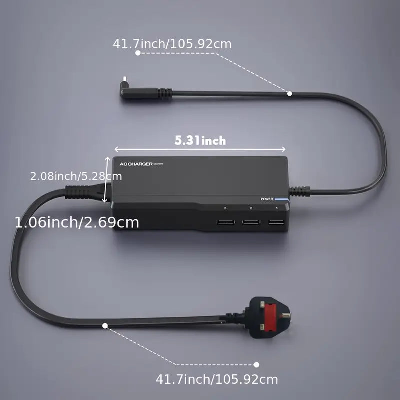 Chargeur Universel Ordinateur Portable 90W – Alimentation avec 15 Embouts Adaptateurs et Ports USB