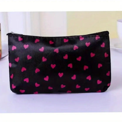 Trousse de Maquillage Motifs Cœurs – Pochette Zippée pour Rangement Cosmétique, Stylos ou Accessoires