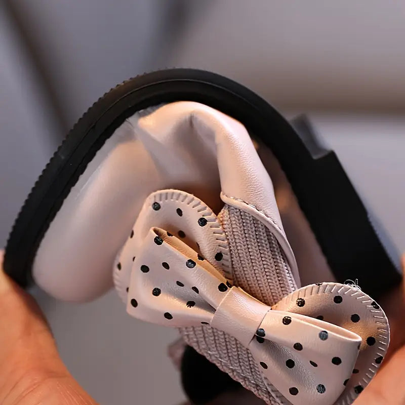 Bottes fille blanches avec nœud à pois – Confort et élégance au quotidien