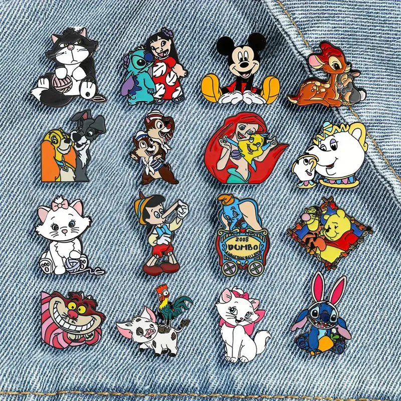 Lot de Broches Disney Enfant – Pins Mickey, Stitch, Bambi, La Petite Sirène, Winnie et Personnages Classiques