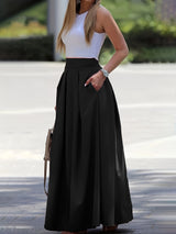 Jupe Maxi Froncée Taille Haute