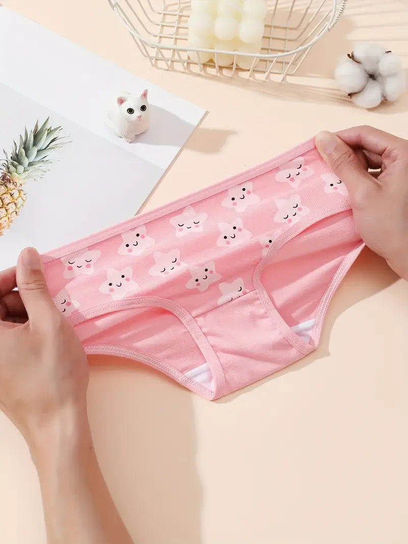 Culotte Fille en Coton Rose Motif Étoiles – Sous-vêtement Enfant Confortable et Doux
