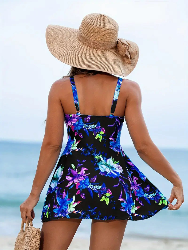 Tankini femme floral avec short intégré – Confort et style pour toutes vos baignades