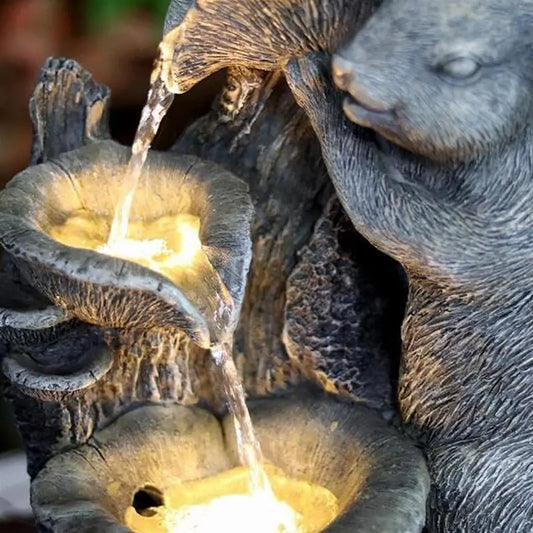 Fontaine lumineuse extérieure à LED avec statue d’animal  Décoration de jardin design et apaisante