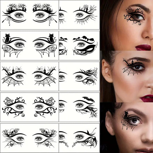 Tatouages Éphémères Halloween pour Yeux – Stickers Maquillage Artistique pour Déguisement et Fête