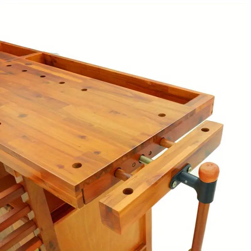 Établi de Menuisier Professionnel en Bois Massif avec Presse Intégrée – Table de Travail Robuste pour DIY et Artisanat