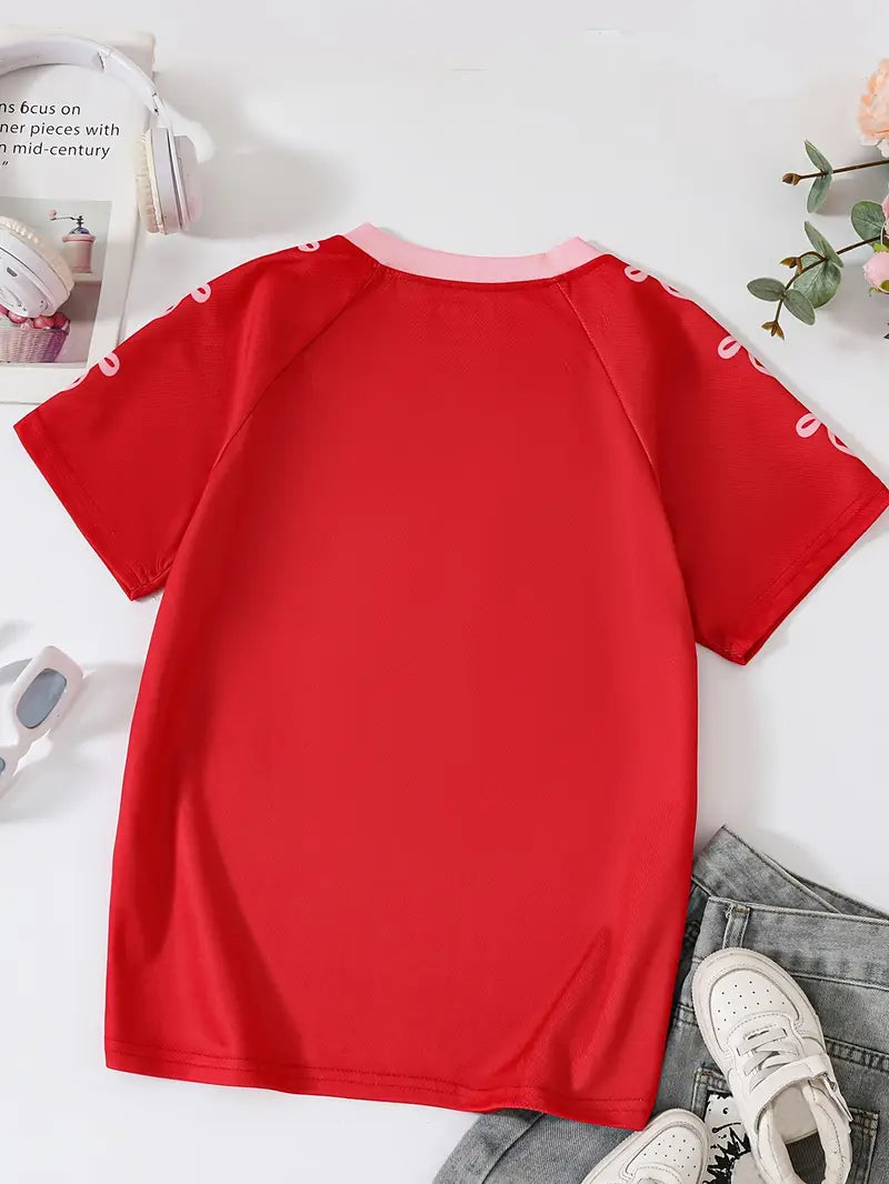 T-shirt fille noir style sportif avec numéro 07