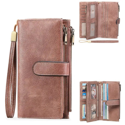 Portefeuille homme en cuir avec dragonne Ultra pratique, grande capacité et fermeture zippée sécurisée