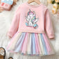 Robe fille licorne blanche avec jupe tutu arc-en-ciel – Tenue féérique et colorée