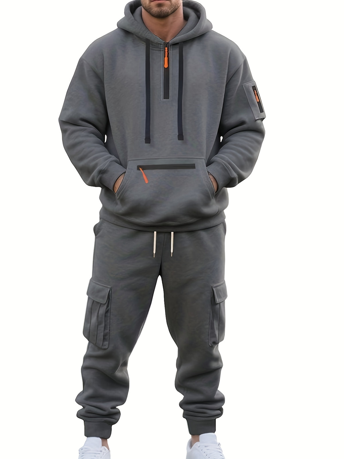 Ensemble décontracté et athlétique à capuche zippée pour homme