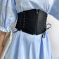 Ceinture Corset Femme Noire – Large à Lacets, Taille Haute Élastique, Accessoire Mode Chic