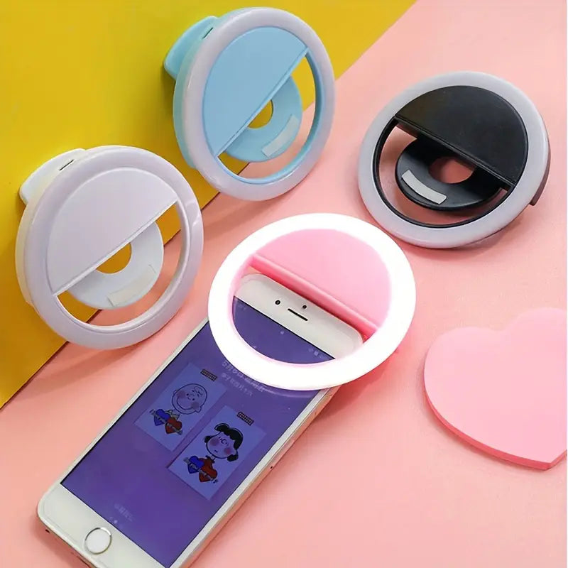 Mini Ring Light LED Clip pour Smartphone – Lampe Selfie Rechargeable pour Photos, Vidéos et Maquillage