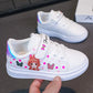 Baskets fille roses à scratch – Chaussures de sport confortables avec motif papillon et princesse