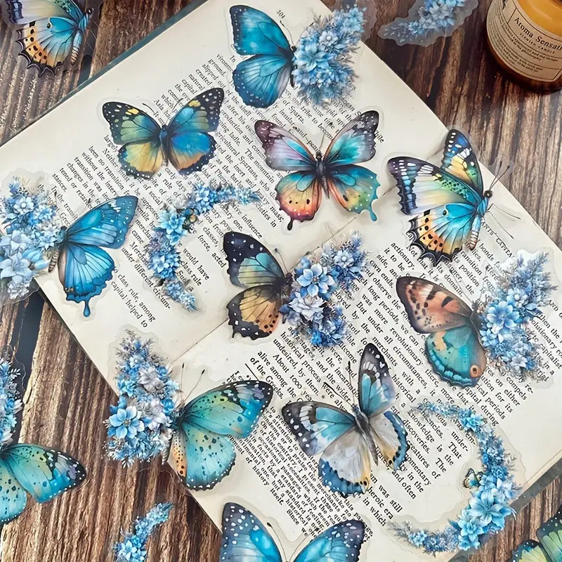 Stickers Papillons Vintage – Autocollants Esthétiques Transparente pour Papeterie, Journal Intime et Scrapbooking
