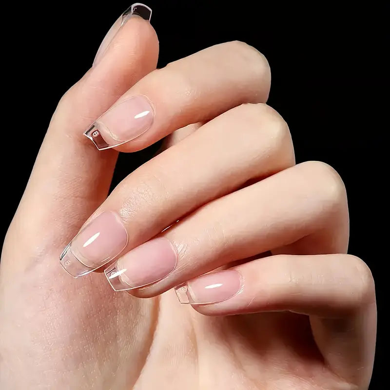 Kit Faux Ongles Carrés Transparente – Capsules Ongles Courts en Acrylique, 240 Pièces avec Boîte de Rangement
