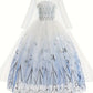 Robe de princesse des neiges pour fille – Déguisement féerique avec motifs scintillants