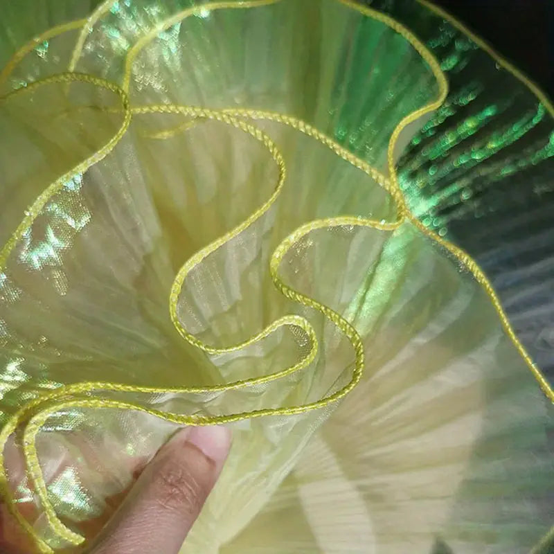 Tissu Organza Irisé Plissé – Voilage Transparent avec Volants Ondulés pour Mode et Décoration