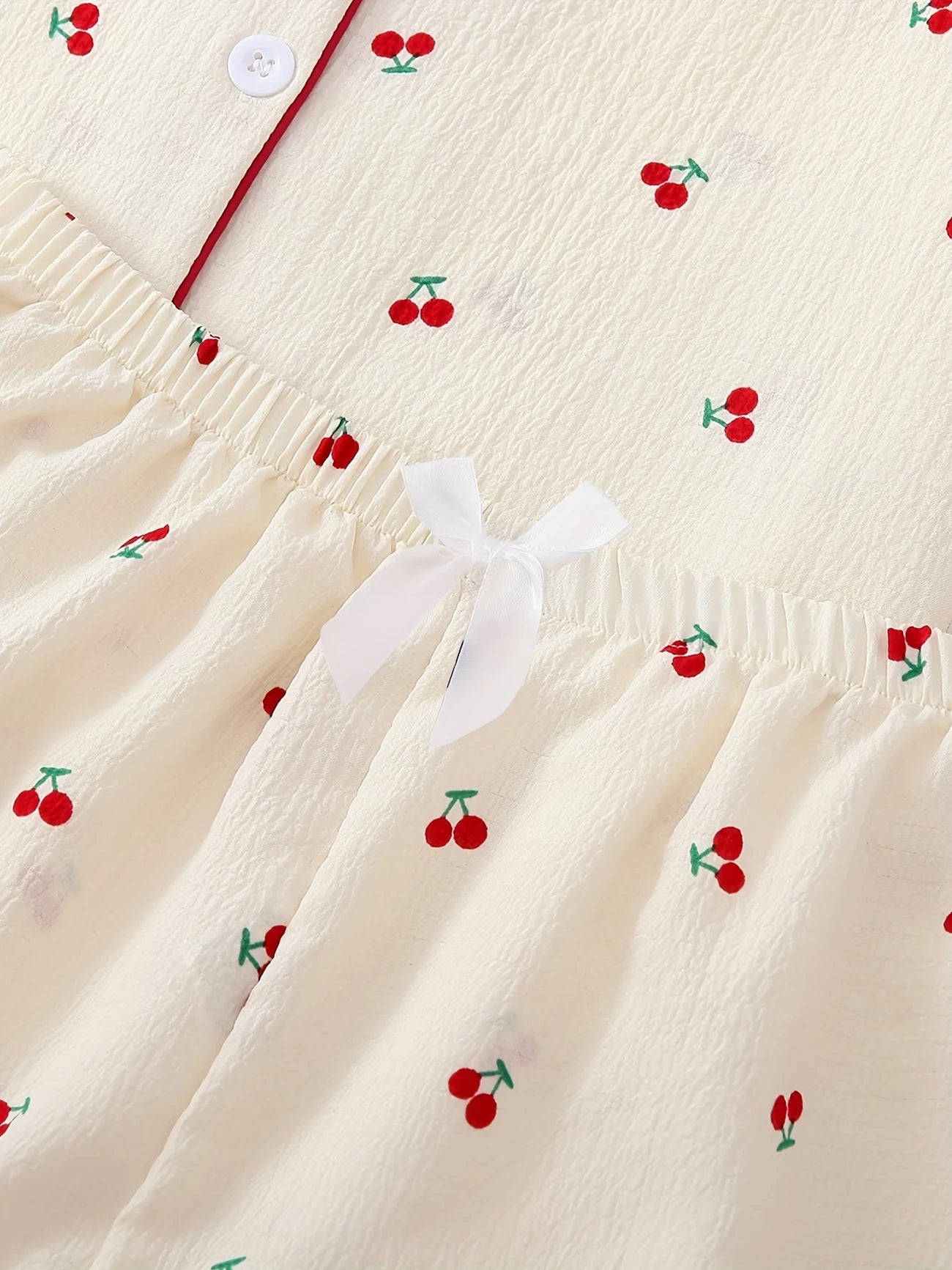Pyjama Femme Été à Motif Cerises – Ensemble Haut Chemise & Short Léger
