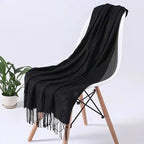 Châle femme en pashmina bleu marine, coloris Noir