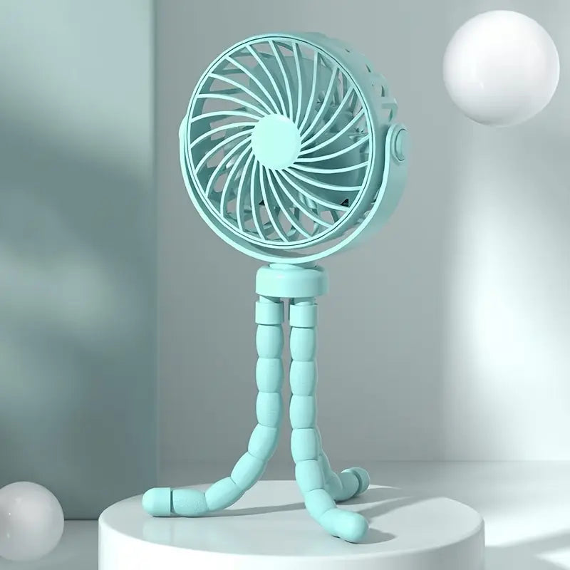Ventilateur Portable sur Trépied Flexible – USB Rechargeable, Silencieux, Orientation 360°, Idéal Poussette ou Bureau