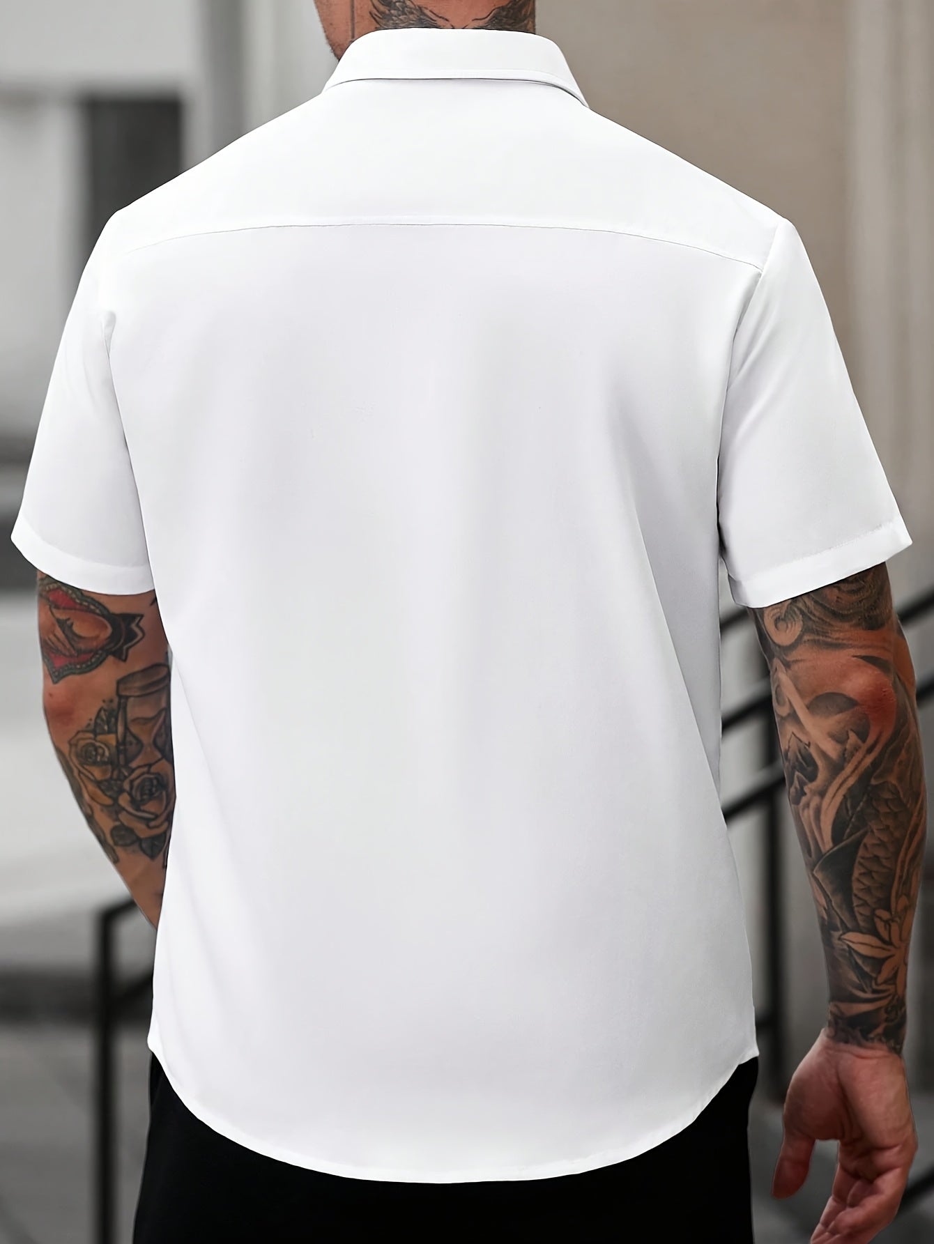 Chemise Homme Blanche Décontractée à Manches Courtes
