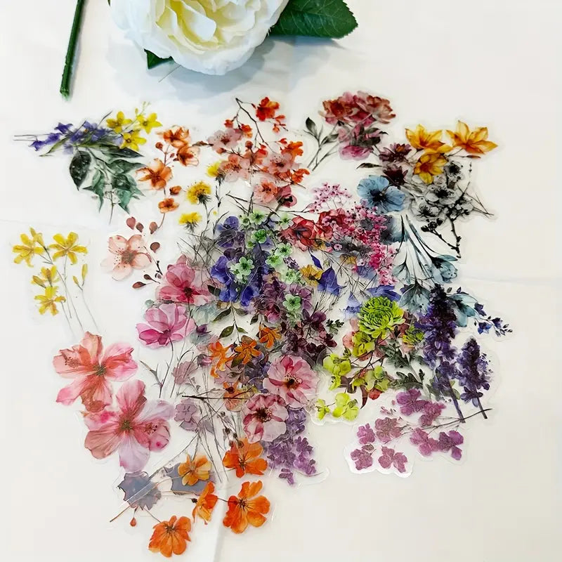 Autocollants Fleurs Colorées – Stickers Floraux Transparents pour Ordinateur Portable, Tablette et Scrapbooking DIY