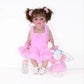 Grande poupée réaliste fille en robe rose avec doudou lapin et biberon – Jouet interactif pour enfants