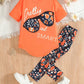Ensemble fille été 2 pièces – T-shirt rose imprimé lunettes et legging fleuri