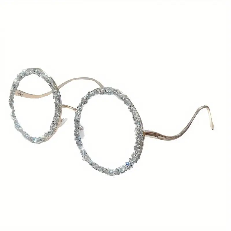 Lunettes femme rondes fantaisie – Monture argentée avec strass scintillants