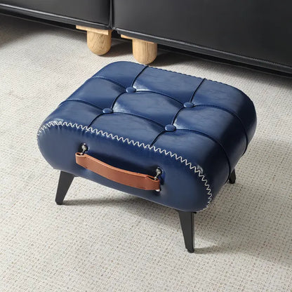 Tabouret Repose-Pieds en Similicuir avec Poignée – Pouf Multifonction pour Salon, Chambre et Boutique