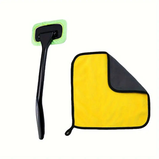 Brosse de Nettoyage Pare-Brise Voiture avec Manche Long et Chiffon Microfibre