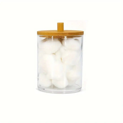 Bocaux de rangement salle de bain avec couvercle bambou – Organisateurs coton, cotons-tiges et accessoires