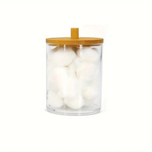 Bocaux de rangement salle de bain avec couvercle bambou – Organisateurs coton, cotons-tiges et accessoires