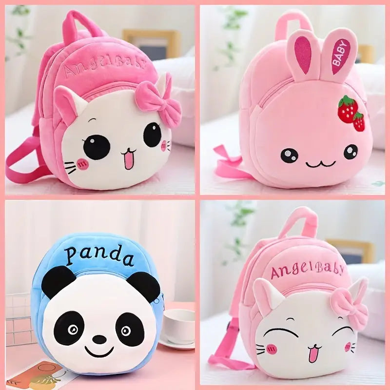 Sac à dos enfant en peluche animaux mignons – Panda, lapin et chat kawaii pour maternelle