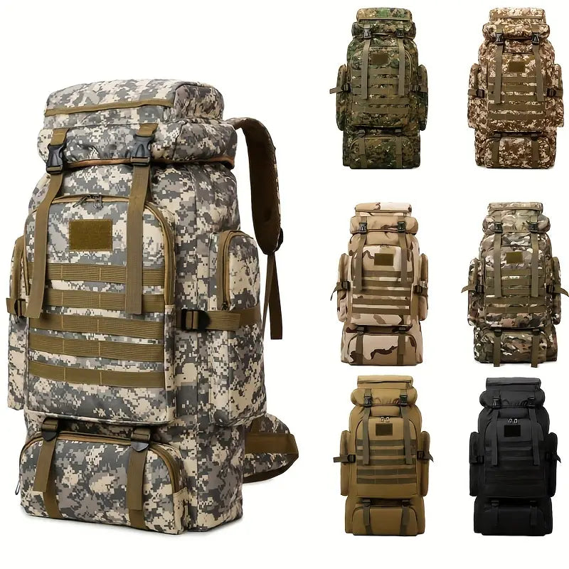 Sac à dos randonnée militaire 70L Grande capacité, camouflage étanche et ultra-résistant