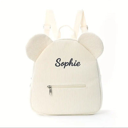 Sac à Dos Enfant Personnalisé avec Oreilles d’Ours, coloris Beige
