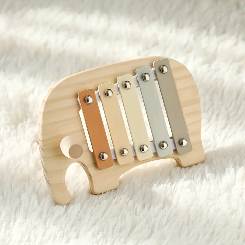 Xylophone Éléphant en Bois pour Enfants – Jouet Musical Éducatif aux Couleurs Douces Montessori