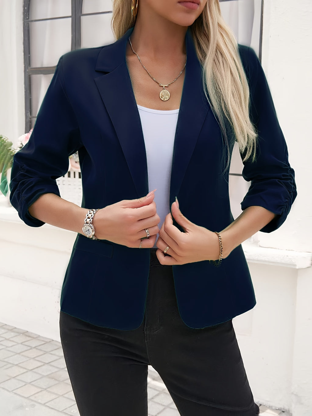 Blazer Femme Ouvert Manches 3/4