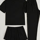 Pyjama Femme 3 Pièces Noir – T-Shirt, Short & Pantalon Long, Ensemble Polyvalent et Confortable pour la Nuit