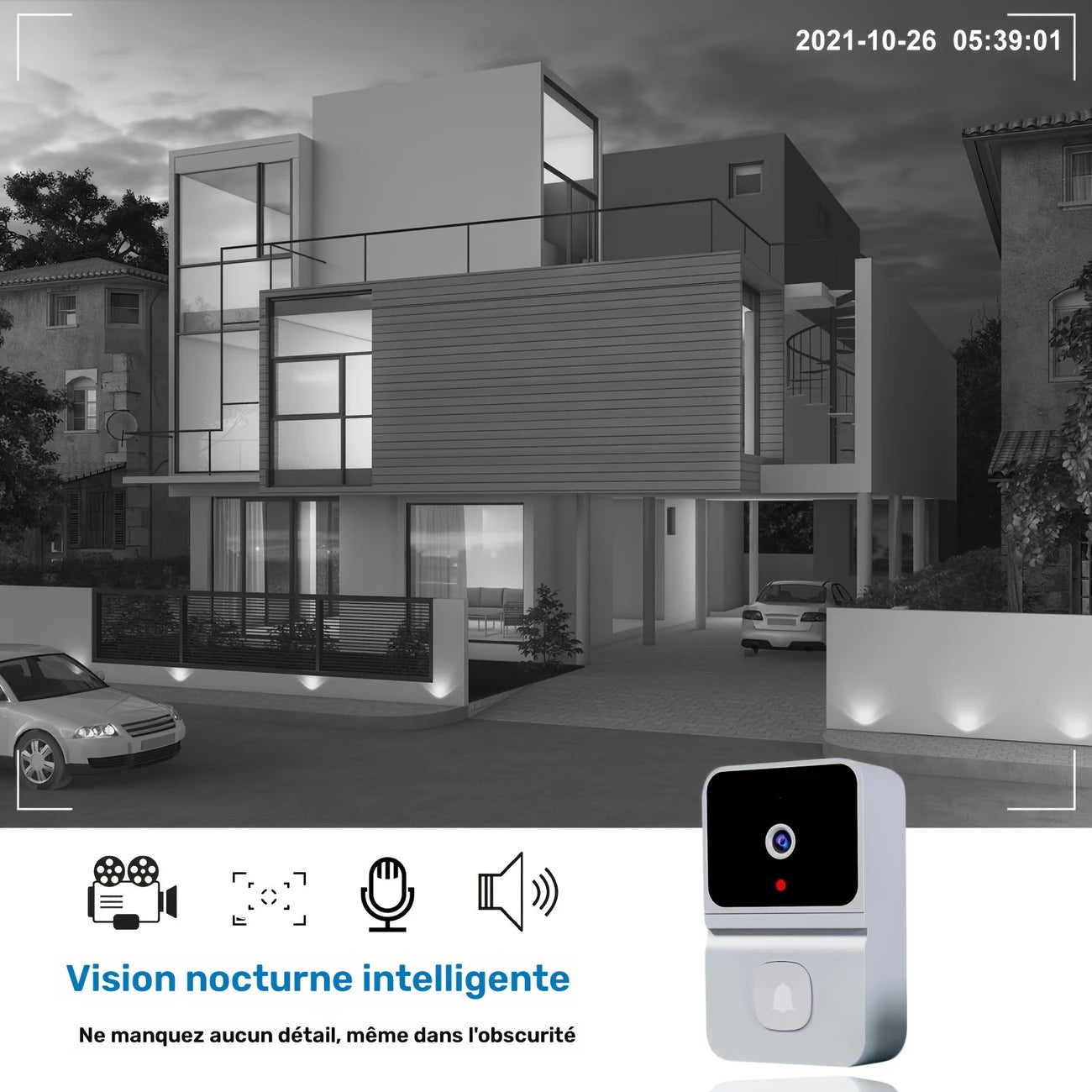 Sonnette Vidéo Connectée avec Haut-Parleur Intégré – Sécurité et Audio Intelligent pour Maison Connectée