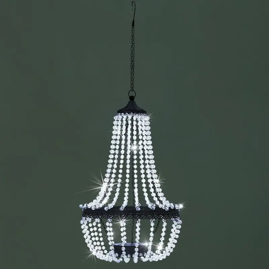 Lustre LED Extérieur Cristal – Suspension Décorative Étanche pour Soirées, Mariages et Fêtes de Jardin