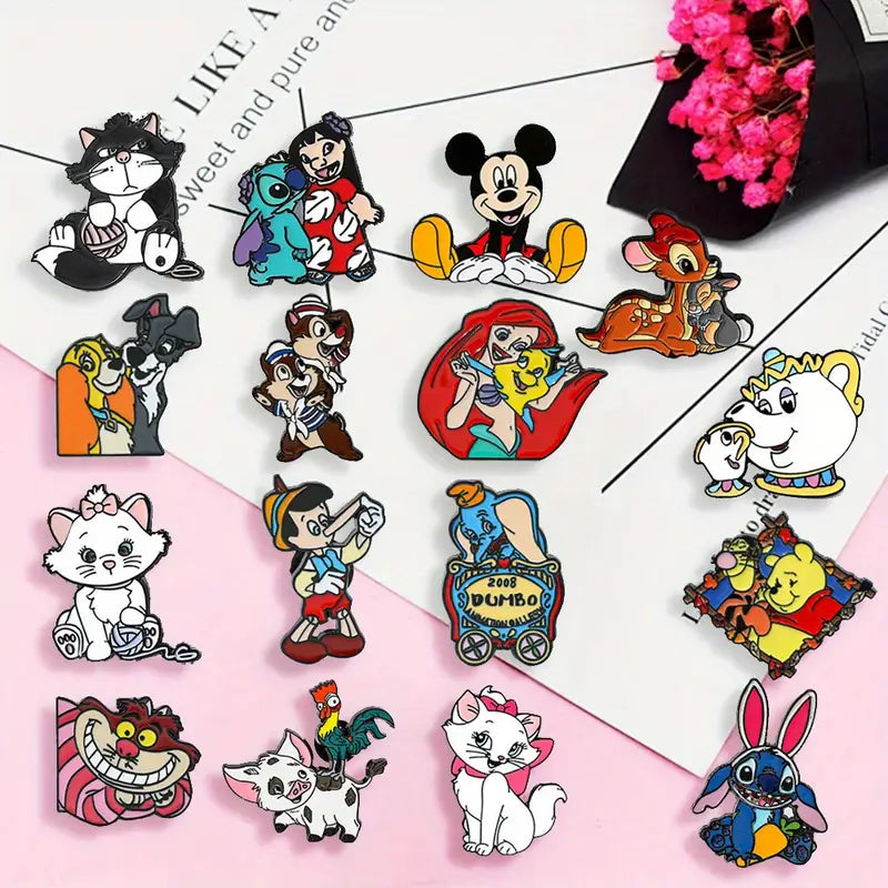 Lot de Broches Disney Enfant – Pins Mickey, Stitch, Bambi, La Petite Sirène, Winnie et Personnages Classiques