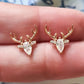Boucles d’Oreilles Enfant Cerf Doré avec Strass – Bijou Fantaisie Original et Élégant