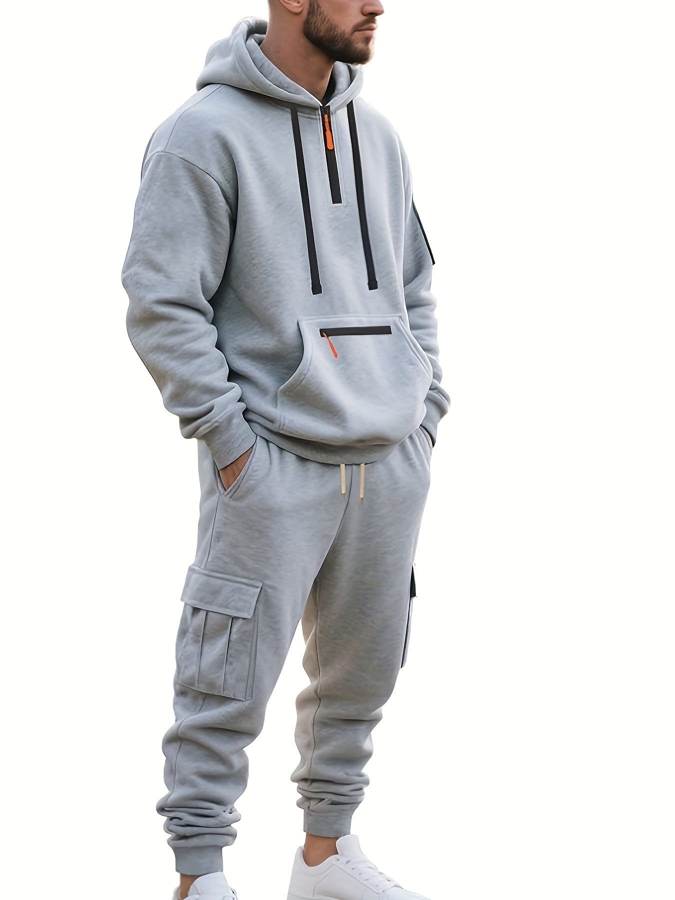 Ensemble décontracté et athlétique à capuche zippée pour homme