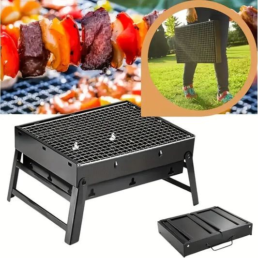 Barbecue portable pliable en acier inoxydable – Grille compacte idéale pour pique-nique, camping et cuisine d’extérieur