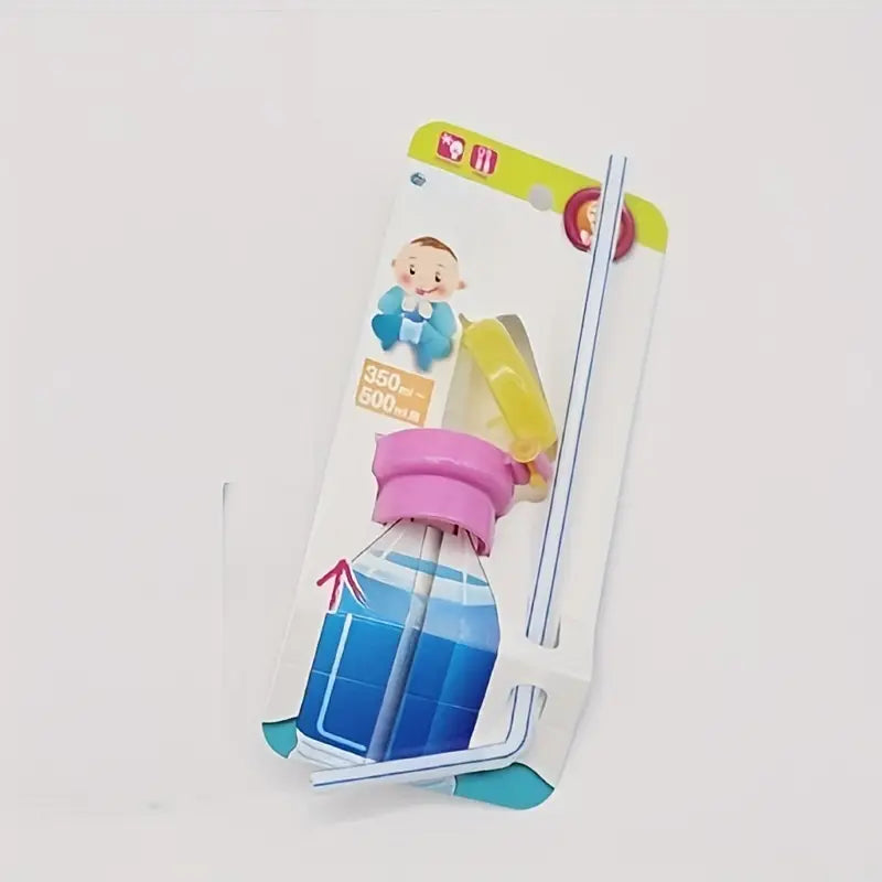 Bouchon Adaptateur Universel avec Paille Réutilisable, Couvercle Coloré Bleu ou Jaune, Pratique et Étanche pour Biberon et Gourde