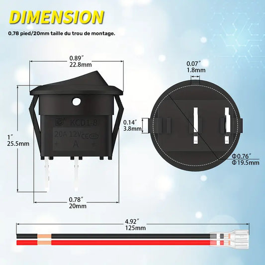 Interrupteur étanche ON/OFF 12V 20A pour bateau et kayak – Accessoire électrique marin facile à installer