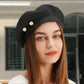 Béret femme noir en laine avec perles élégantes – Accessoire chic et intemporel