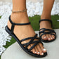 Sandales plates pour femme à lanières tissées simples et élégantes